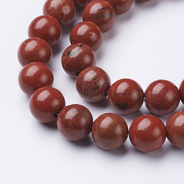 Natural Red Jasper Round Beads Strands(GSR10mmC011)-2