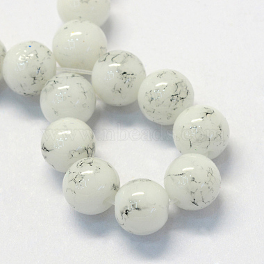 bicarbonate de verre peinte rangées de perles rondes(DGLA-Q019-6mm-41)-2