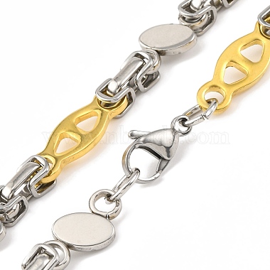 201 Collier chaîne à maillons en losange en acier inoxydable(NJEW-F22-39H-GP)-2