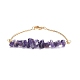 2Pcs 2 Color Natural Amethyst Chip Beaded Link Bracelets Set with 304 Stainless Steel Cable Chains(BJEW-JB07914-03)-4