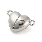Non-Tarnish 304 Stainless Steel Magnetic Clasps, Heart, Stainless Steel Color, 16x23x9mm, Hole: 1.5mm(STAS-K265-01B-P)
