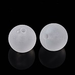 Transparent Acrylic Beads, Round, Frosted, White, about 14mm in diameter, hole: 2mm, about 300pcs/500g(PL724)