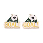 Alloy Enamel Pendants, Football & Word Goal Charms, Golden, Dark Green, 26x28x1mm, Hole: 1.2mm(ENAM-T025-01G-05)