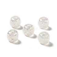 UV Plating Rainbow Iridescent Crackle Acrylic Beads, Column, White, 14x15mm, Hole: 3.2mm(PACR-M002-04D)