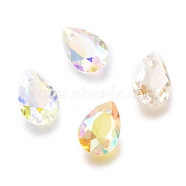 Glass Rhinestone Pendants, Faceted, Teardrop, Mixed Color, 16x11x7mm, Hole: 1.5mm(RGLA-A024-H01-M1)