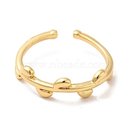 Brass Leaf Open Cuff Ring for Women, Cadmium Free & Nickel Free & Lead Free, Real 18K Gold Plated, US Size 7 1/4(17.5mm)(KK-H434-27G)
