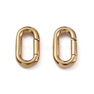 Ion Plating(IP) 304 Stainless Steel Spring Gate Rings, Oval, Real 18K Gold Plated, 18.5x10x3mm(STAS-G309-05G)