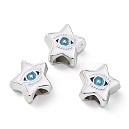 CCB Plastic European Beads, Large Hole Beads, Star with Evil Eyes, White, 11.5x12.5x7.5mm, Hole: 5mm(CCB-B001-03B)