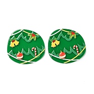 Christmas Theme 3D Printed Resin Pendants, DIY Earring Accessories, Flat Round with Pattern, Christmas Themed Pattern, 37x39.5x2mm, Hole: 1.6mm(RESI-I036-03C)