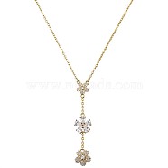 Clear Cubic Zirconia Flower Laria Necklace, 925 Sterling Silver Y Necklace for Women, Golden, 15.75 inch(40cm)(JN1062B)