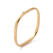 Crystal Rhinestone Square Finger Ring, 201 Stainless Steel Jewelry for Women, Golden, Inner Diameter: 17mm(RJEW-I089-25G)