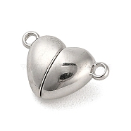 304 Stainless Steel Magnetic Clasps, Heart, Stainless Steel Color, 16x23x9mm, Hole: 1.5mm(STAS-K265-01B-P)