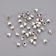Tibetan Style Spacer Beads, Mother's Day Gifts Making, Cadmium Free & Lead Free, Heart, Antique Silver, about 3.5mm long, 4mm wide, 3mm thick, hole: 1.5mm(X-LFH10357Y)