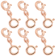 6Pcs Sterling Silver Double Spring Ring Clasps, Rose Gold, 15x6x3mm, Hole: 1.2mm(STER-SC0001-22RG)