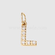 Stainless Steel Cubic Zirconia Pendants with Jump Rings, Real 14K Gold Plated, Long-Lasting Plated, Letter L, 8mm(X-FIND-PW0024-08L)