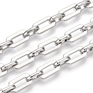 Iron Oval Link Chains, Unwelded, with Spool, Platinum, 13.5x7x1.5mm, about 32.81 Feet(10m)/Roll(CH-N004-12P)