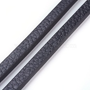 Microfiber PU Leather Cords, Flat, Black, 6x3mm, about 1.09 yards(1m)/strand(X-WL-F010-01A-6mm)