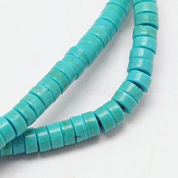 Dyed Synthetic Turquoise Beads Strands, Heishi Beads, Flat Round/Disc, Turquoise, 8x3.5mm, Hole: 1mm, about 112pcs/strand, 15.7 inch(G-P083-8mm-83K)