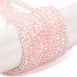 Baking Electroplate Glass Beads Strands, AB Color, Faceted, Round, Lavender Blush, 4x3mm, Hole: 1mm, about 113~115pcs/strand, 16.14''(41~42cm)(DGLA-A039-J4mm-B14)