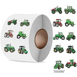 Roll Stickers, 10 Different Designs Decorative Sealing Stickers, Vehicle, Green, 25x35mm, 500pcs/roll(DIY-H173-01B)