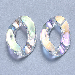 Transparent Acrylic Linking Rings, Quick Link Connectors, for Curb Chains Making, AB Color Plated, Twist, Clear AB, 30x21x6mm, Inner Diameter: 16x8mm(X-OACR-S036-001B-D01)