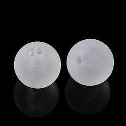 Transparent Acrylic Beads, Round, Frosted, White, about 14mm in diameter, hole: 2mm, about 300pcs/500g(PL724)