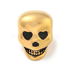 304 Stainless Steel European Beads, Large Hole Beads, Skull, Golden, 13x10x10.5mm, Hole: 4mm(STAS-U005-11G)