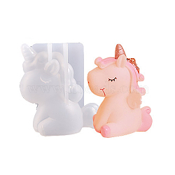 3D Figurine Silicone Molds, Resin Casting Molds, for UV Resin & Epoxy Resin Craft Making, White, Unicorn Pattern, 72x46x71mm(DIY-E058-02E)