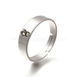 316 Surgical Stainless Steel Adjustable Ring Components, with Loop, Stainless Steel Color, 3.5~5.5mm, Hole: 2mm, Inner Diameter: 17mm(STAS-F311-19P)