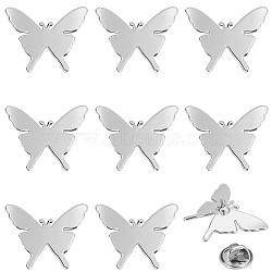 10 Sets Alloy Butterfly Lapel Pin Brooch, Badge for Backpack Clothes, Platinum, 21.5x28x4mm(JEWB-FG0001-12P)