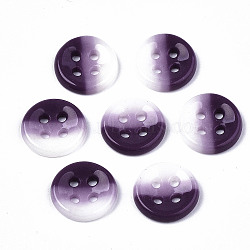 4-Hole Handmade Lampwork Sewing Buttons, Tri-colored, Flat Round, Purple, 11.5x2.5mm, Hole: 1.2mm(X-BUTT-T010-02H)