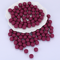 Round Silicone Focal Beads, Chewing Beads For Teethers, DIY Nursing Necklaces Making, Dark Red, 15mm, Hole: 2mm(SI-JX0046A-24)