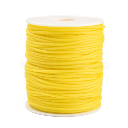 Hollow Pipe PVC Tubular Synthetic Rubber Cord, Wrapped Around White Plastic Spool, Gold, 2mm, Hole: 1mm, about 54.68 yards(50m)/roll(RCOR-R007-2mm-22)