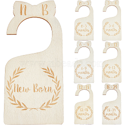 1 Set Wooden Baby Closet Divider, Hanging Organizer Signs, BurlyWood, 18x8.1x0.25cm, 7pcs/set(WOOD-CP0001-08)