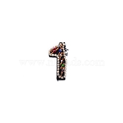 Number Colorful Rhinestone Patches, Sew on Appliques, Costume Accessories, for Clothes, Bag Pants, Shoes, Cellphone Case, Num.1, 51x20x6mm(DIY-WH0308-25A)