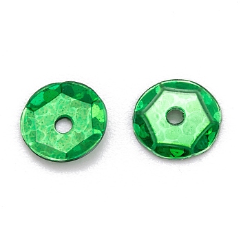 PVC Paillette Beads, Semi-cupped Sequins Beads, Center Hole, Medium Sea Green, 5x0.4mm, Hole: 1.2mm, about 40500pcs/pound