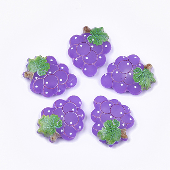 Autumn Theme PVC Plastic Cabochons, Grape, Blue Violet, 22x18x5mm