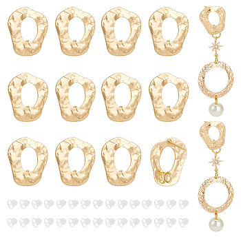 12Pcs Brass Hollow Out Twist Teardrop Stud Earring Findings, with Vertical Loops, with 30Pcs Plastic Ear Nuts, Real 18K Gold Plated, 17.5x14.5mm, Hole: 2.5mm, Pin: 0.7mm