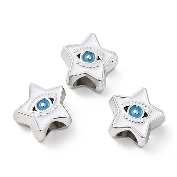 CCB Plastic European Beads, Large Hole Beads, Star with Evil Eyes, White, 11.5x12.5x7.5mm, Hole: 5mm