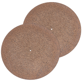 Cork Turntable Slipmat Record Platter for Phonograph, Flat Round, Coffee, 300x3mm, Hole: 7mm