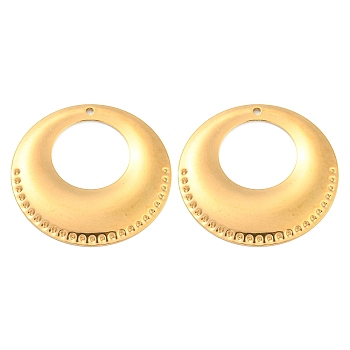 304 Stainless Steel Pendants, Flat Round Charm, Golden, 32x2.5mm, Hole: 1.4mm