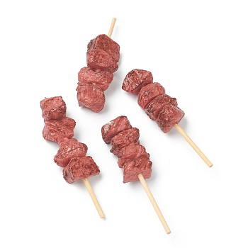Imitation Food Resin Barbecue Skewer Model Toy, Display Decorations, Beef, Red, 68~77.5x19~20x13.5~17mm