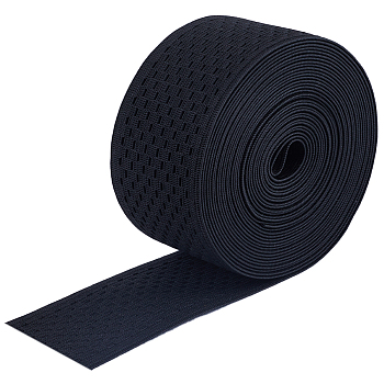 5M Flat Polyester Hollow Elastic Wide Band, For Sewing Decoration, Black, 50mm, about 5.47 Yards(5m)/Bag