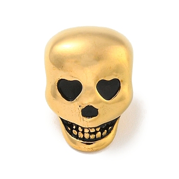 304 Stainless Steel European Beads, Large Hole Beads, Skull, Golden, 13x10x10.5mm, Hole: 4mm