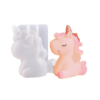 3D Figurine Silicone Molds, Resin Casting Molds, for UV Resin & Epoxy Resin Craft Making, White, Unicorn Pattern, 72x46x71mm