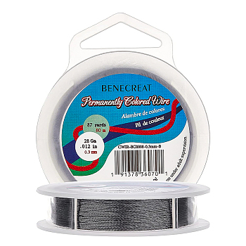 BENECREAT 3 Strands Copper Craft Wire, Long-Lasting Plated, Twisted Round, Gunmetal, 0.3mm, about 80m/roll