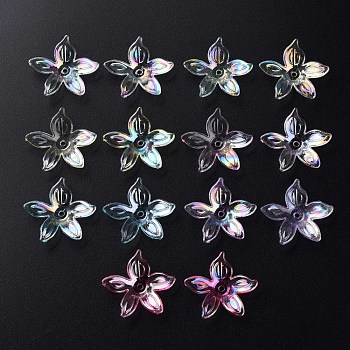 Transparent Acrylic Beads, AB Color, Flower, Mixed Color, 25.5x28x6mm, Hole: 1.8mm, about 980pcs/500g
