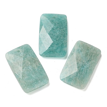 Natural Amazonite Pendants, Rectangle, Faceted, 30~30.5x18~18.5x6~6.5mm, Hole: 1.5mm