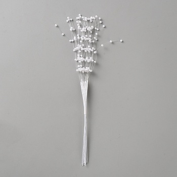 Plastic Imitation Pearl Beads Bouquets, with Iron Wire, Wedding Party Decorations, White, 30~40x3x215mm