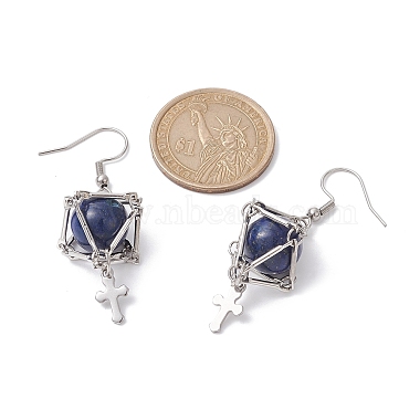 lapis naturelles boucles d'oreilles dangle lazuli(EJEW-JE05600-02)-3
